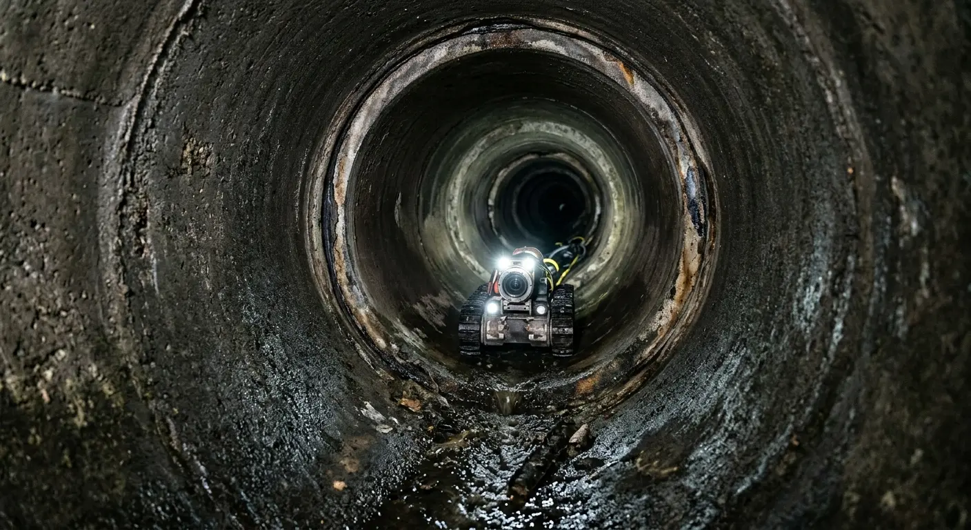 Robotic sewer camera inspecting pipe interior for Sewer Line Repair in Kronenwetter
